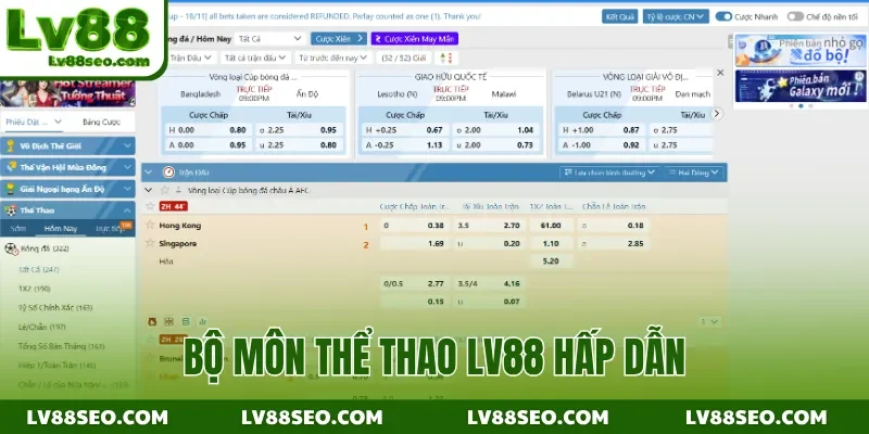 Bộ môn thể thao LV88 hấp dẫn